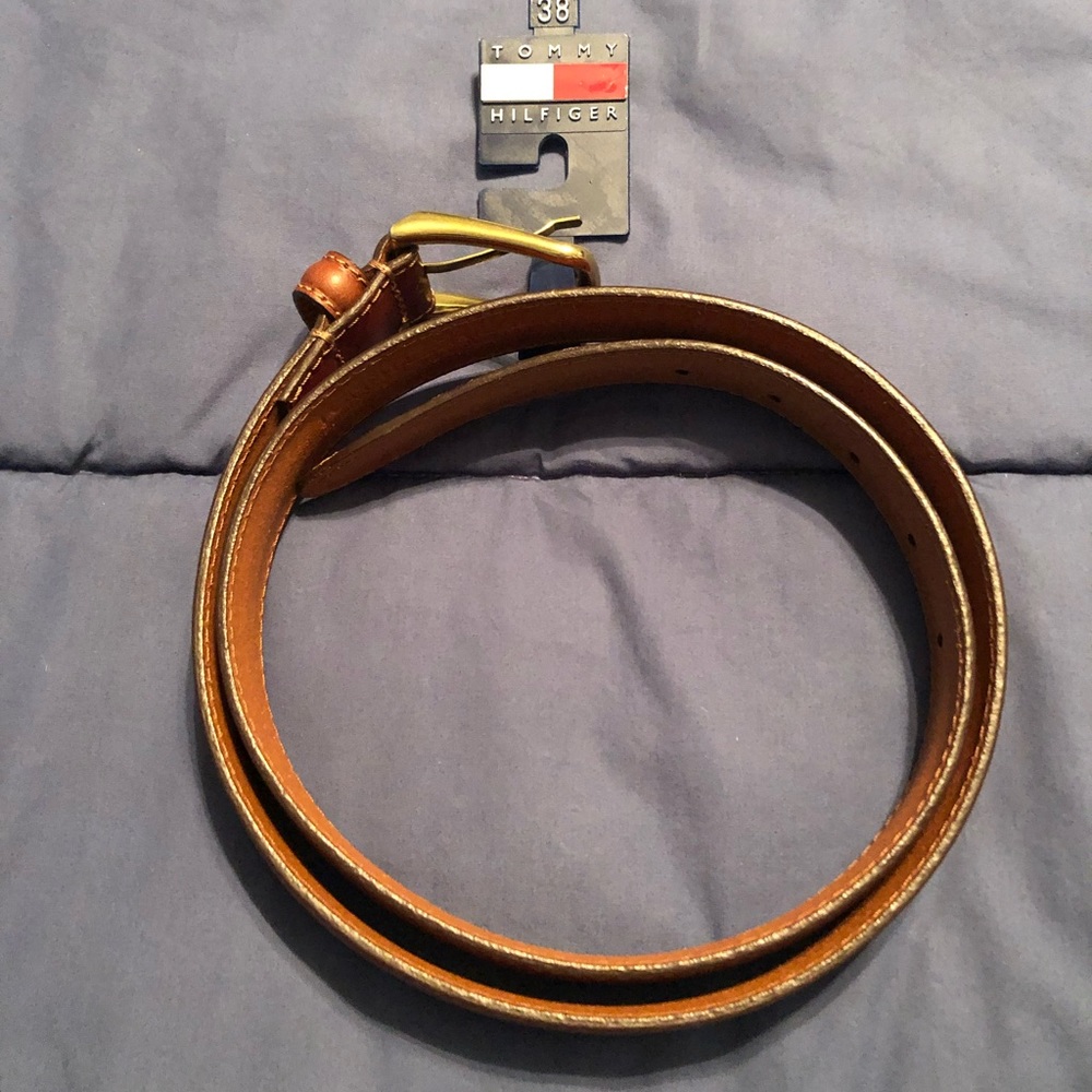 NWT Men’s Tommy Hilfiger Brown Leather Belt Size 38 New